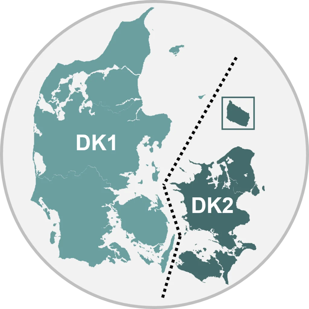 Opdelingen mellem DK1 (Vest) og DK2 (Øst)