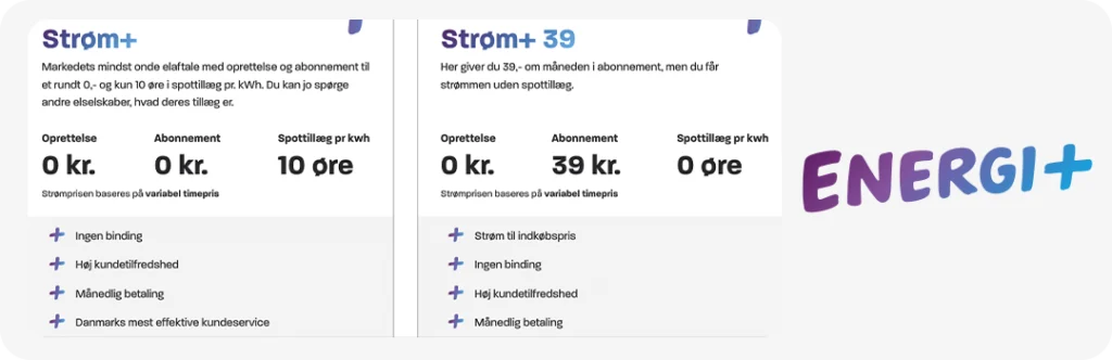 Energi+ danske elpriser